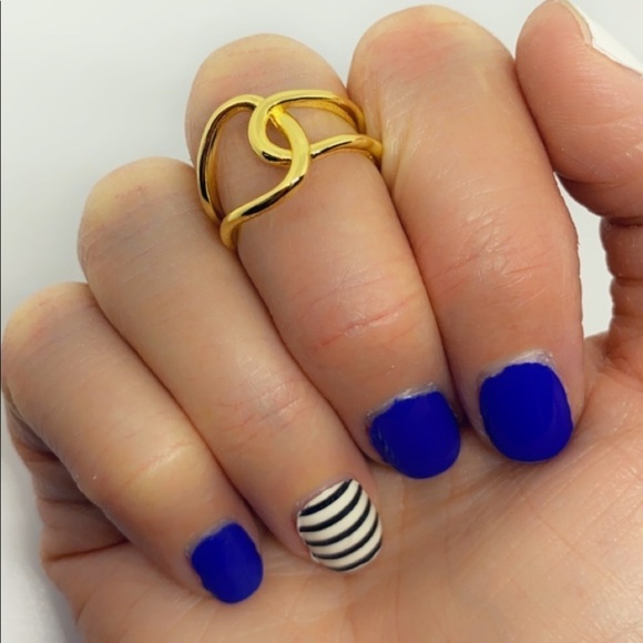 Solid .925 Sterling Silver Gold Ring – Adjustable Interlocked Minimalist Design - Picture 1 of 14